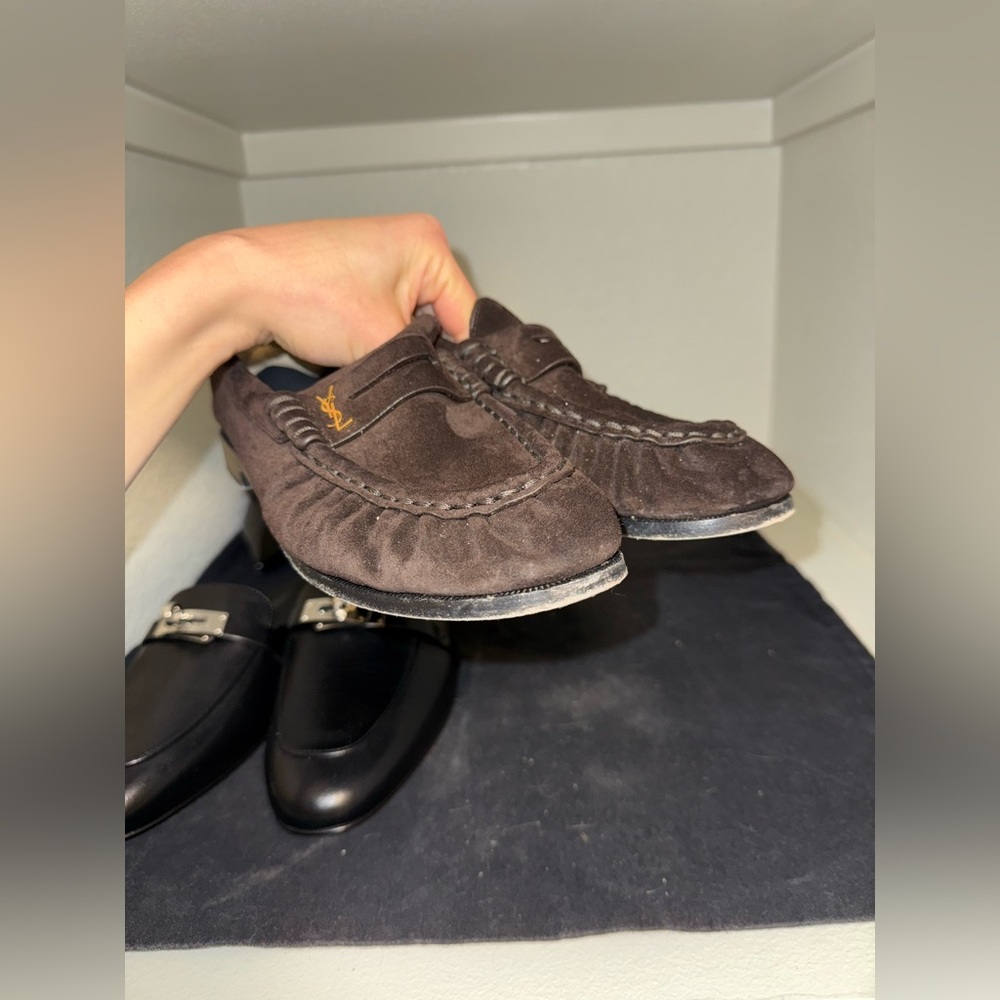 SAINT LAURENT LE LOAFER SUEDE PENNY LOAFERS - Picture 14 of 16